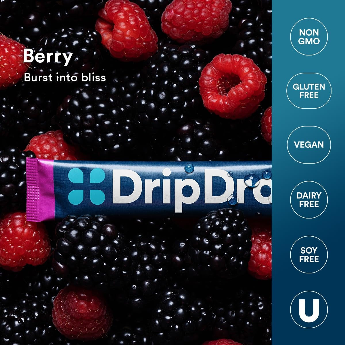 DripDrop Berry Electrolyte Powder, 8 oz sticks, 32 count