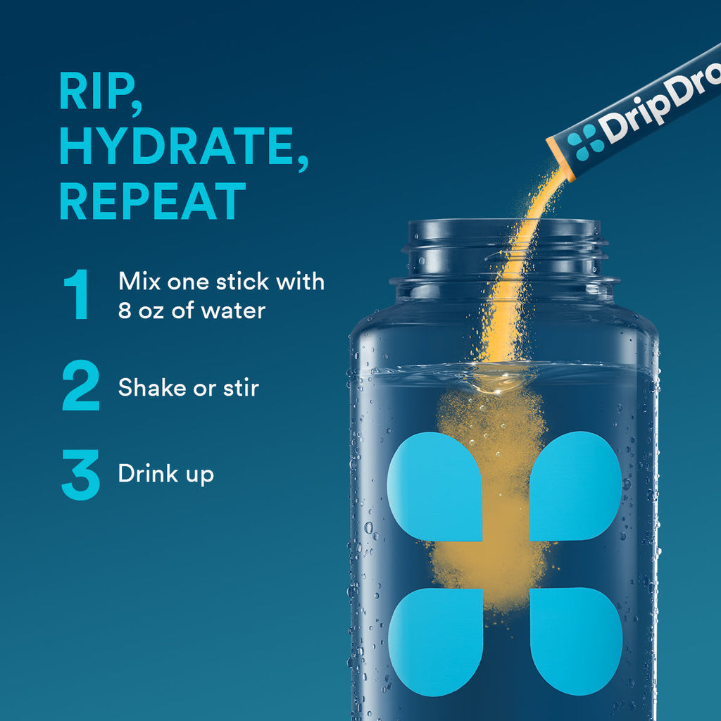DripDrop Tropical Variety Pack Electrolyte Powder, 8 oz sticks, 16 count