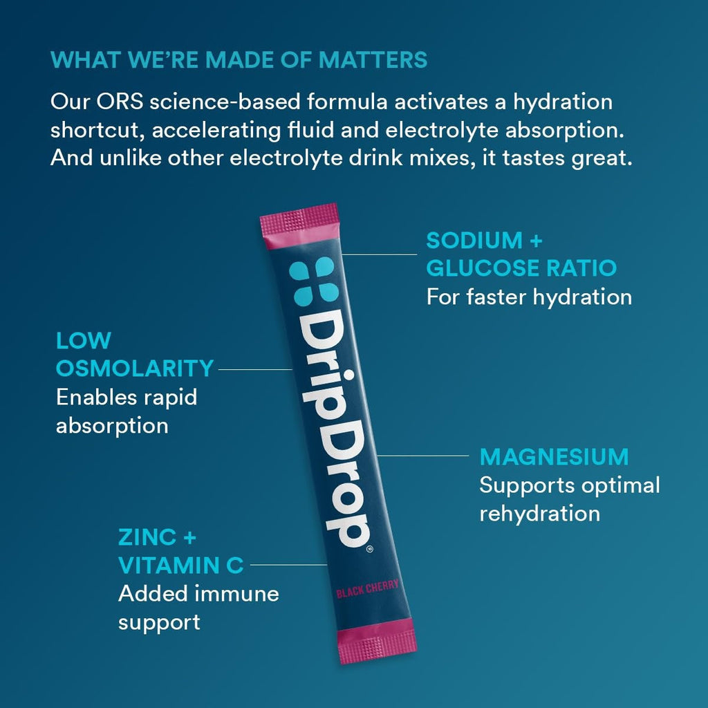 DripDrop Sunburst Variety Pack Electrolyte Powder, 8 oz sticks, 32 count