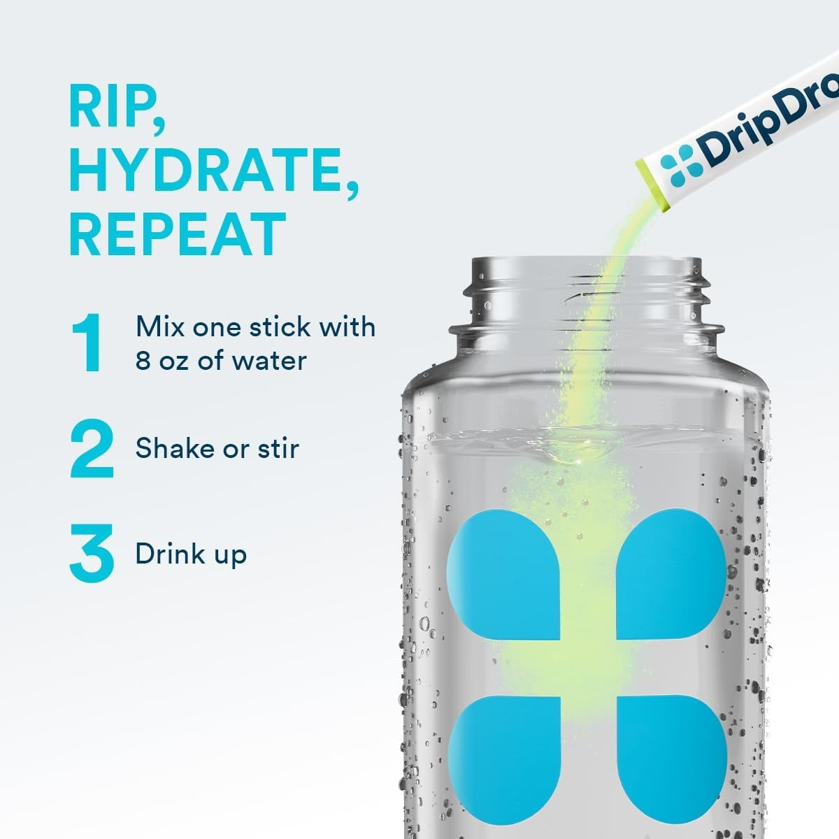 DripDrop Zero Sugar Lemon Lime Electrolyte Powder, 8 oz sticks, 32 count