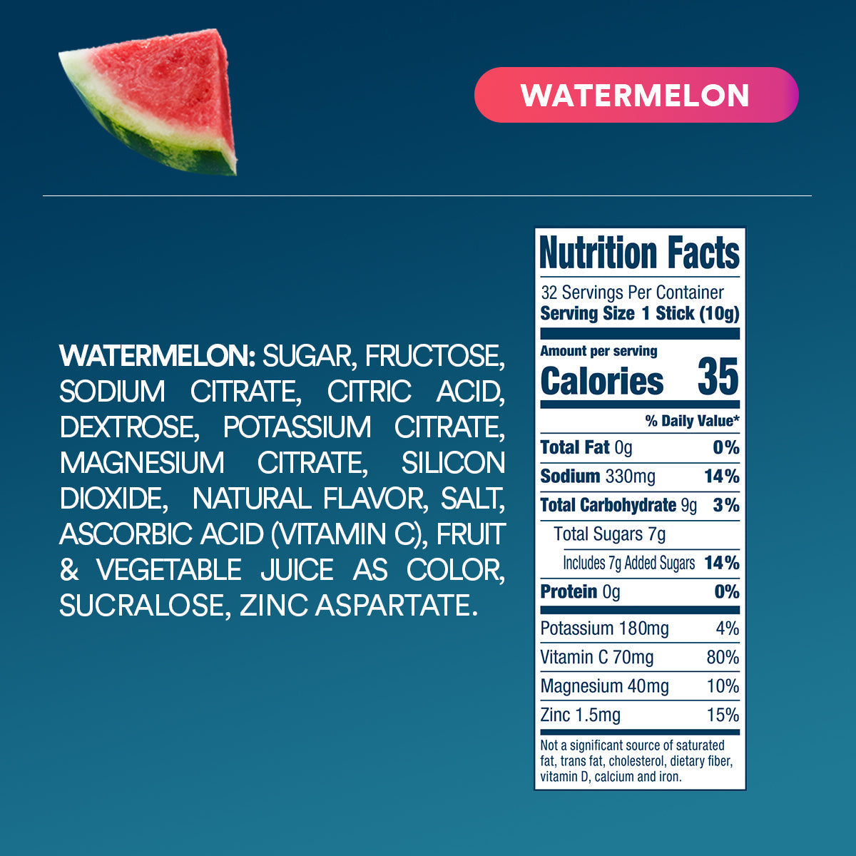 DripDrop Watermelon Electrolyte Powder, 8 oz sticks, 32 count
