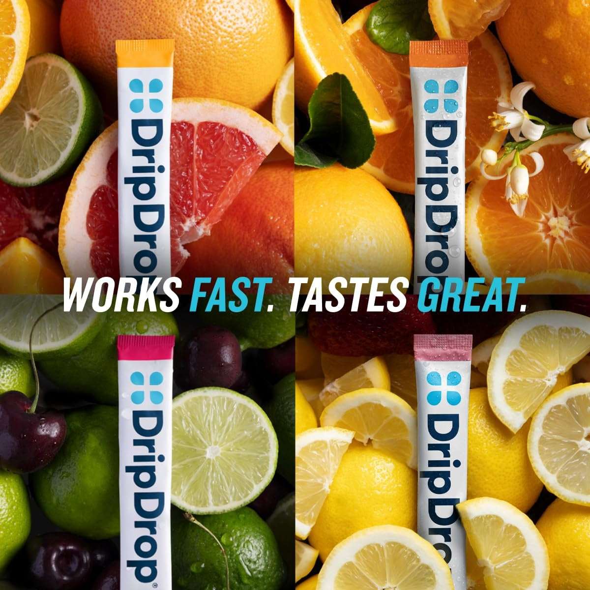 DripDrop Zero Sugar Citrus Variety Pack Electrolyte Powder, 8 oz sticks, 16 count