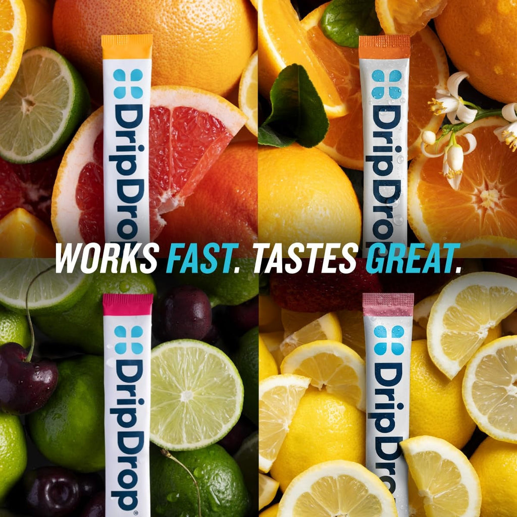 DripDrop Zero Sugar Citrus Variety Pack Electrolyte Powder, 8 oz sticks, 16 count