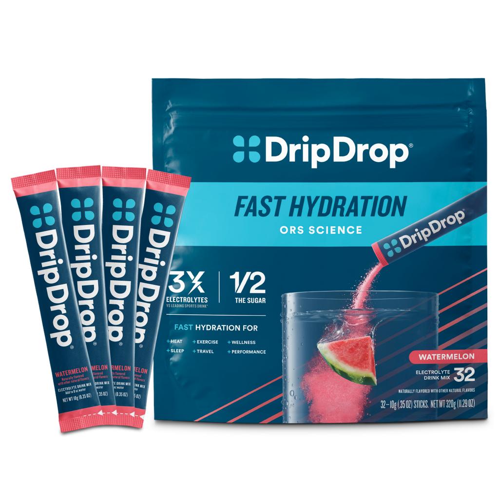 DripDrop Watermelon Electrolyte Powder, 8 oz sticks, 32 count