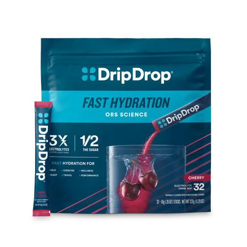 DripDrop Cherry Electrolyte Powder, 8 oz sticks, 32 count