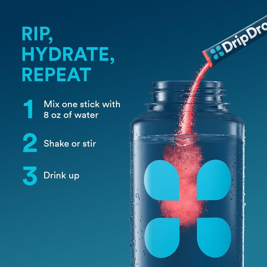 DripDrop Juicy Variety Pack Electrolyte Powder, 8 oz sticks, 32 count