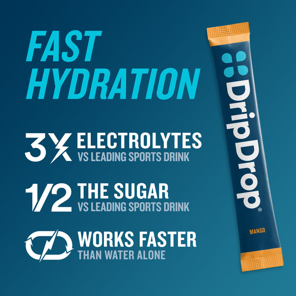 DripDrop Tropical Variety Pack Electrolyte Powder, 8 oz sticks, 32 count