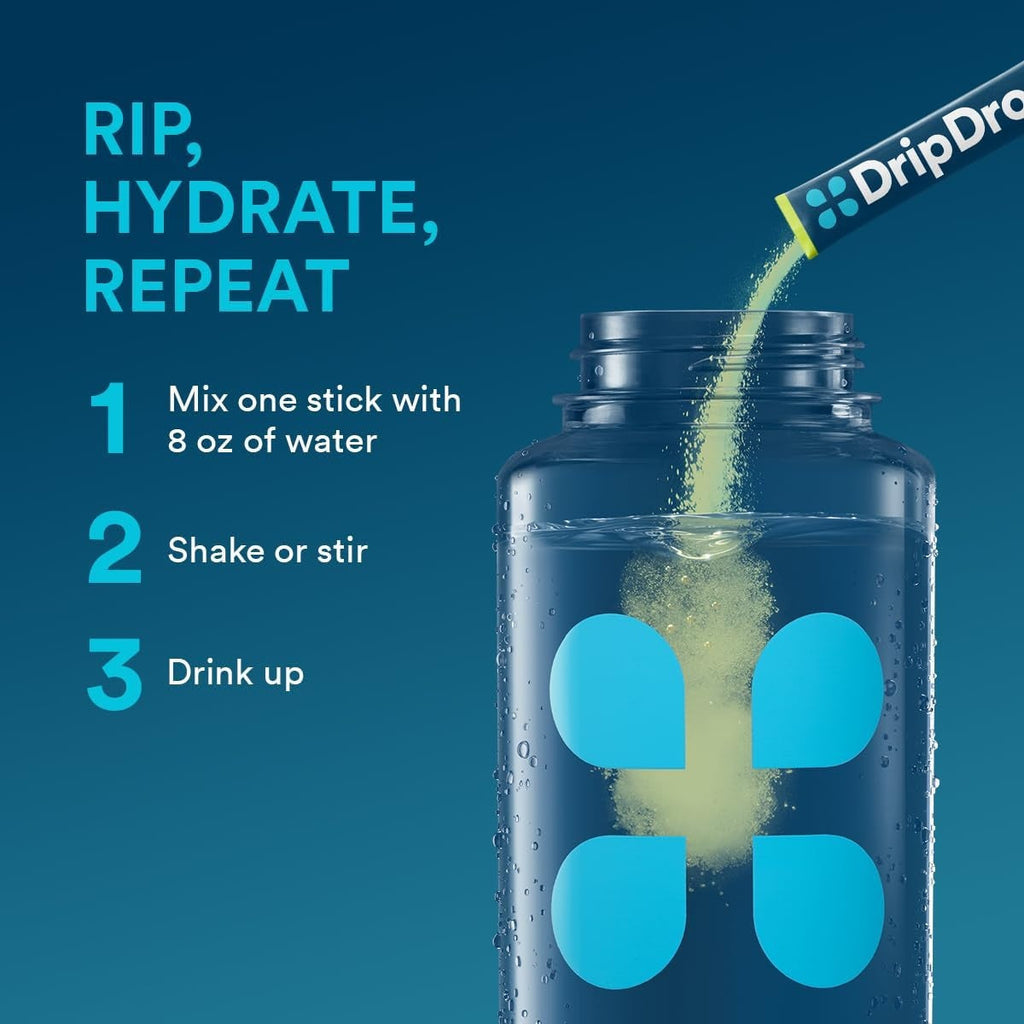 DripDrop Lemon Lime Electrolyte Powder, 8 oz sticks, 32 count